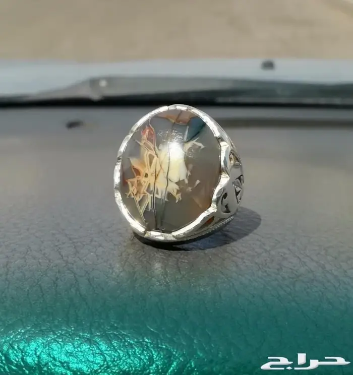 خاتم عقيق يماني خامه ملكيه لوحه فنيه طبيعيه 18