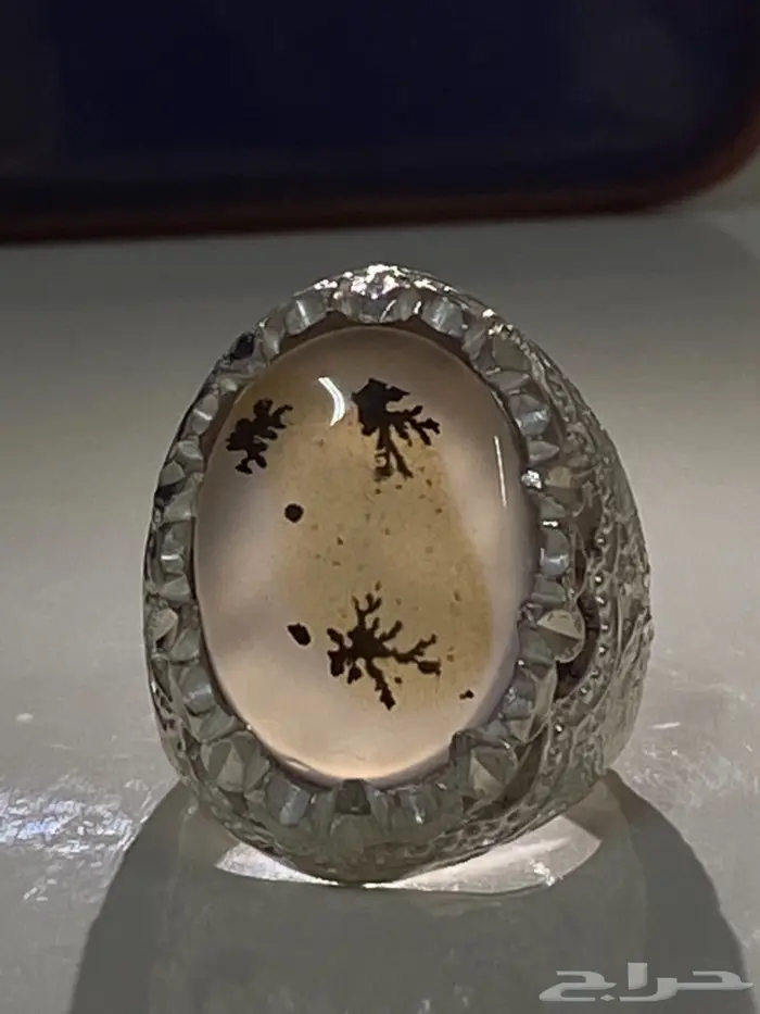 خاتم عقيق اليمن شجري طبيعي فضه برتاج 1