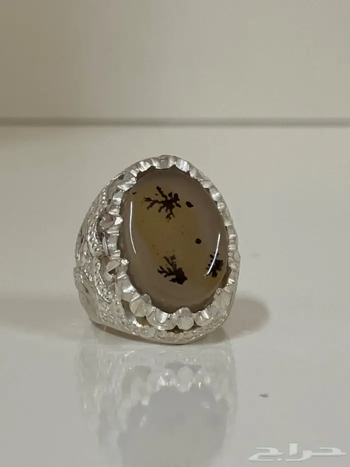 خاتم عقيق اليمن شجري طبيعي فضه برتاج 3
