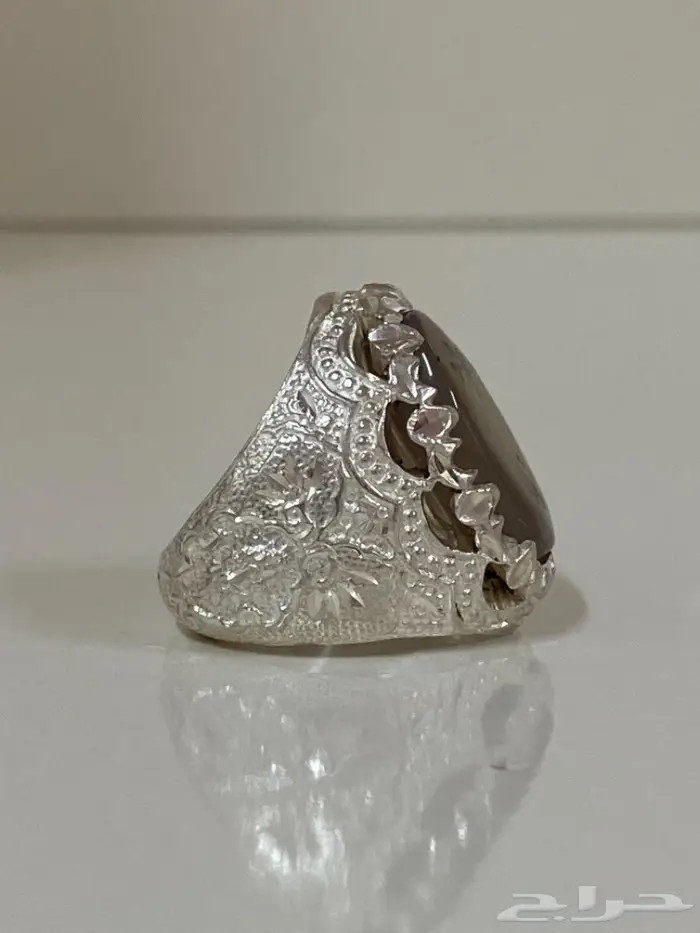 خاتم عقيق اليمن شجري طبيعي فضه برتاج 4