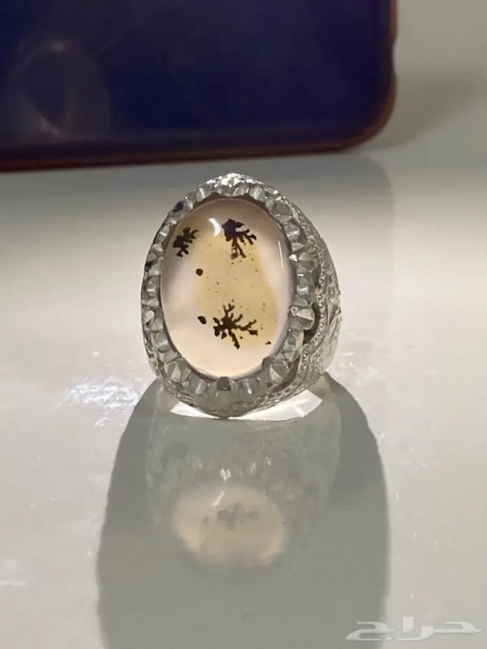 خاتم عقيق اليمن شجري طبيعي فضه برتاج 5