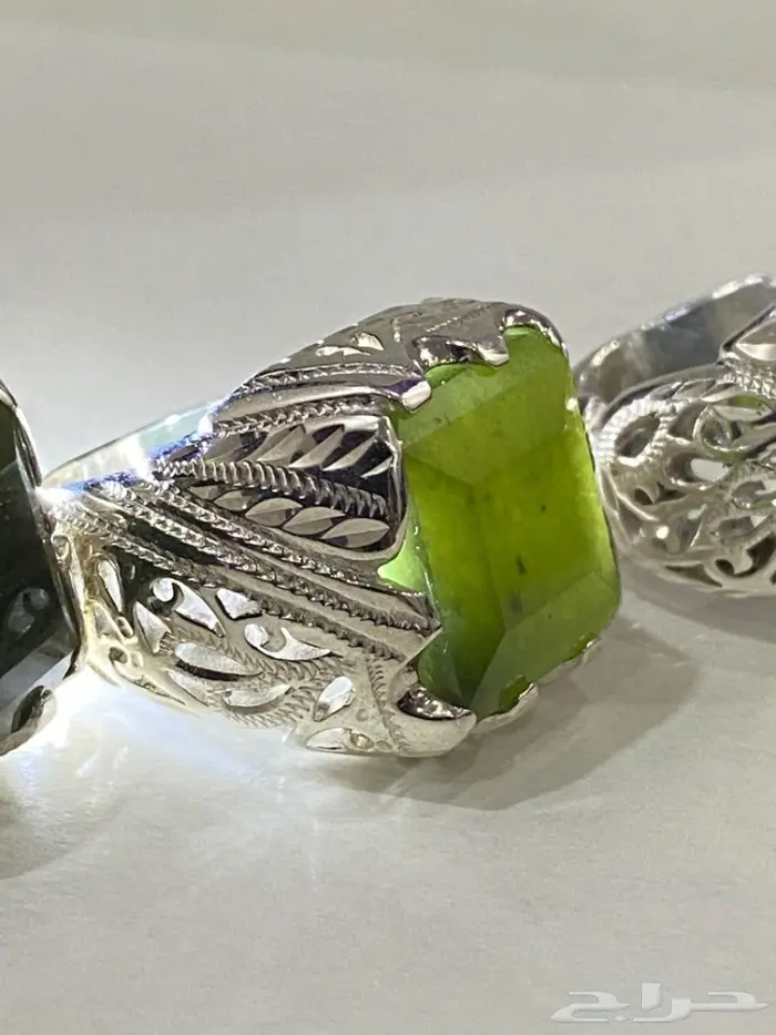 خاتم طبيعي عقيق يماني اخضر يشم طبيعي 3