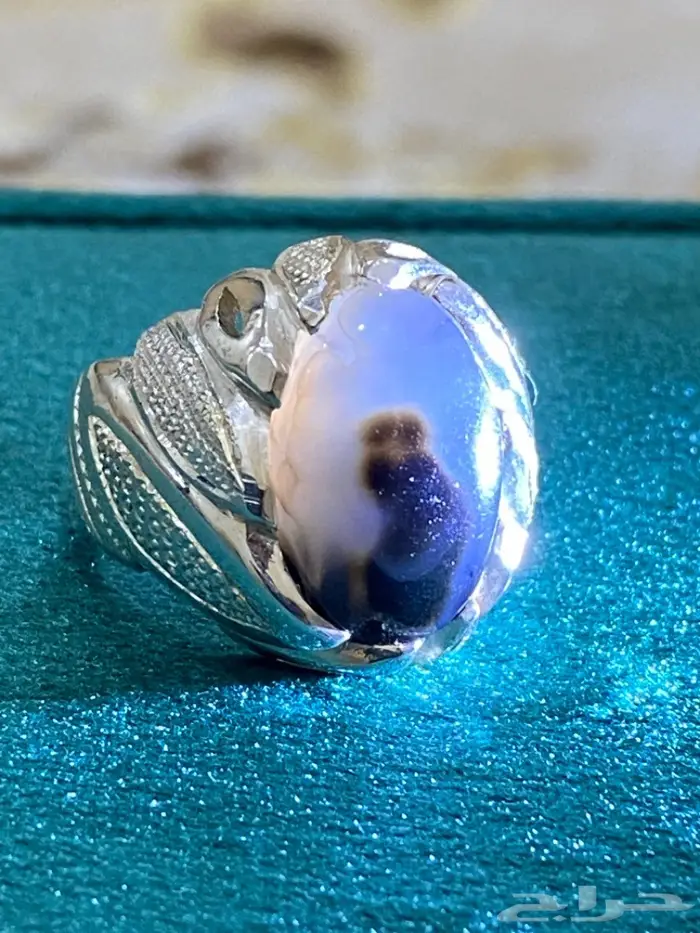 خاتم عقيق يماني طبيعيا مصور وجميل ونادر 6