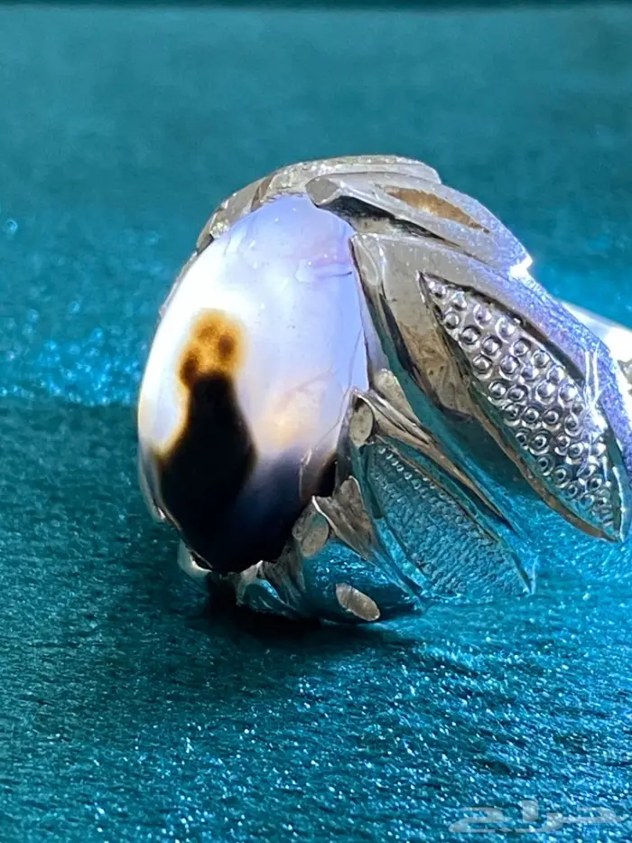 خاتم عقيق يماني طبيعيا مصور وجميل ونادر 2