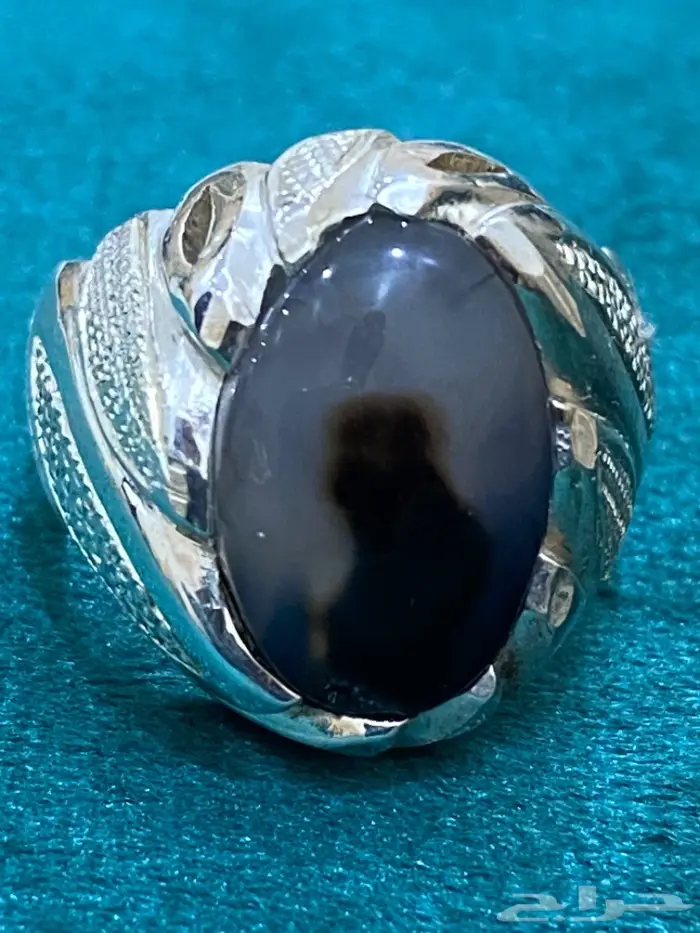 خاتم عقيق يماني طبيعيا مصور وجميل ونادر 4