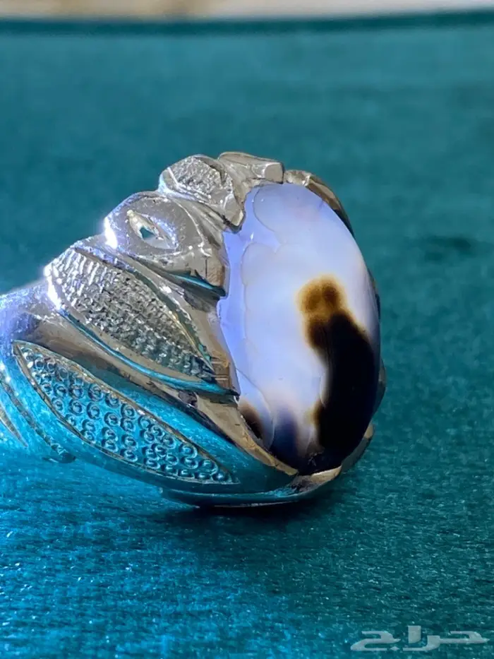 خاتم عقيق يماني طبيعيا مصور وجميل ونادر 0