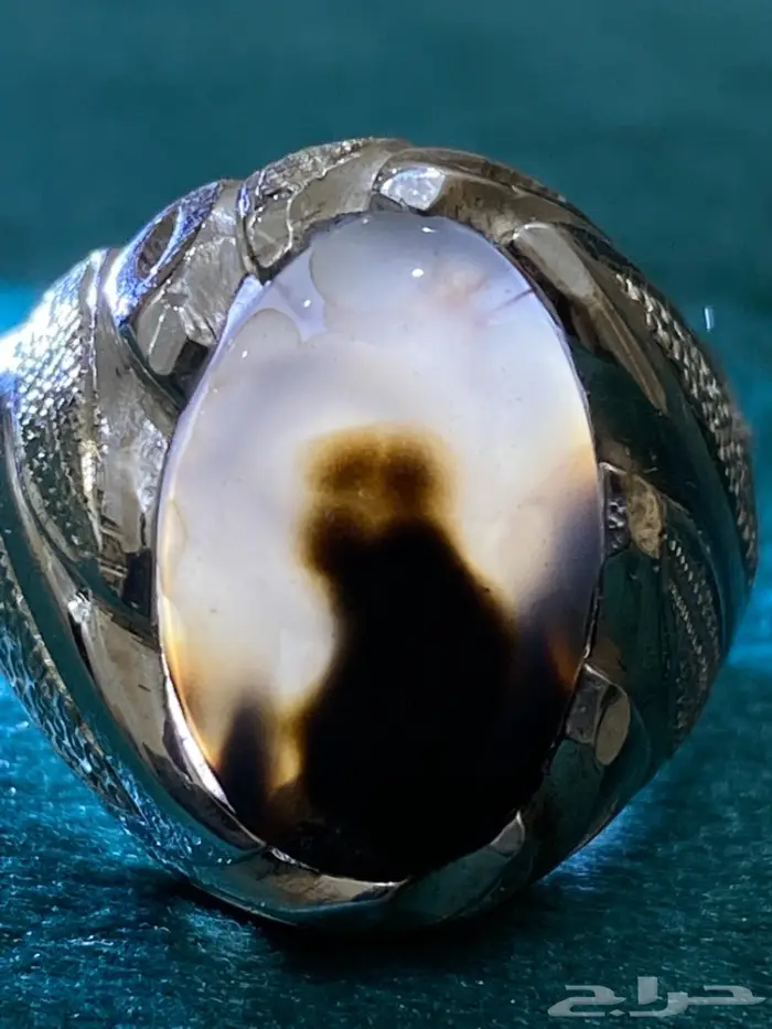 خاتم عقيق يماني طبيعيا مصور وجميل ونادر 9