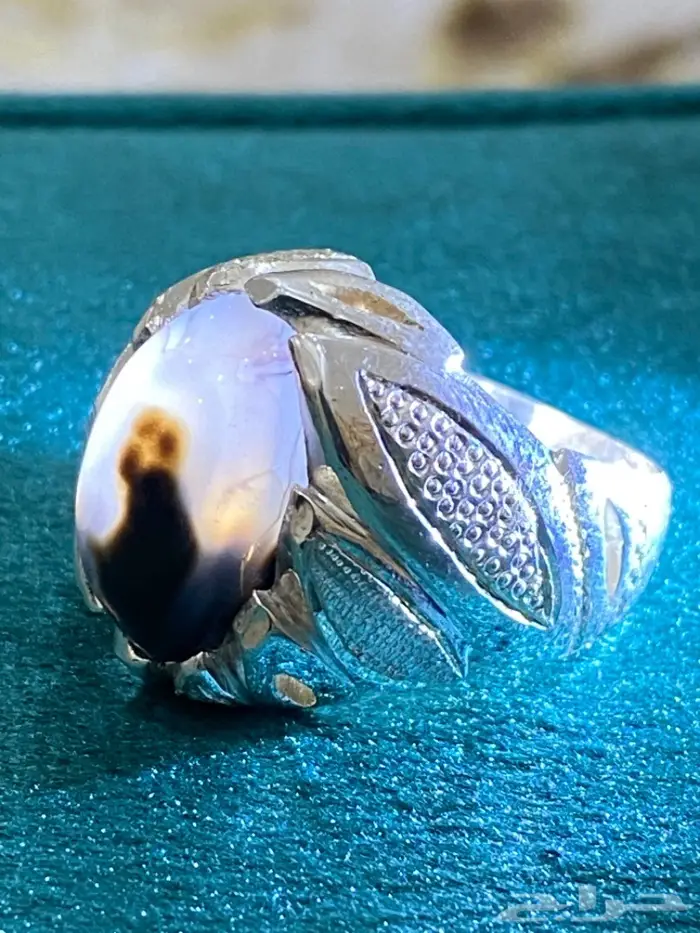 خاتم عقيق يماني طبيعيا مصور وجميل ونادر 11