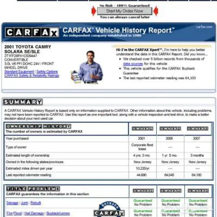 تقرير كارفكس (CARFAX) الرسمي للسيارات (الامريكيه)(والكنديه) 1