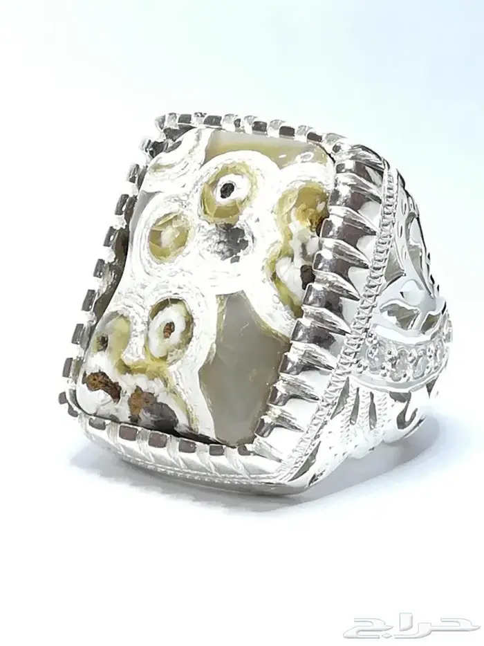 خاتم ملكي عقيق هندي مصور طبيعي 7