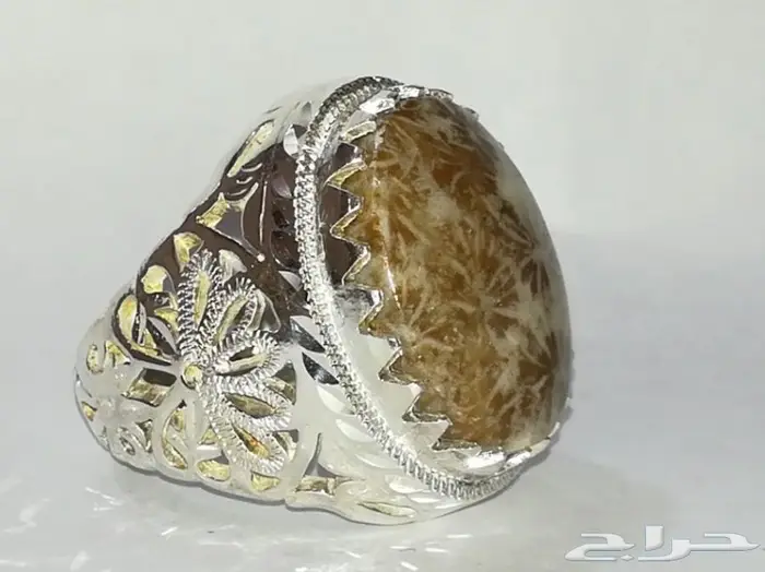 خاتم مرجان احفوري طبيعي راقي وجميل المنظر 5