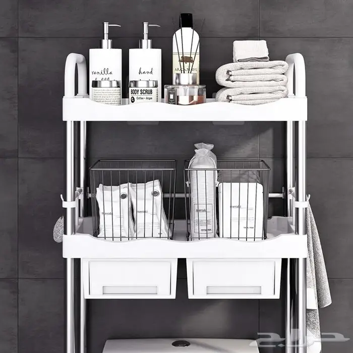 ستاند منظم لدورة المياه والغسالة - دورين مع أدراج 6