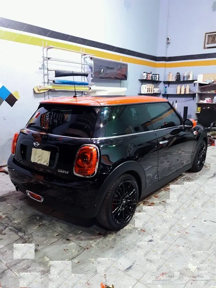 تجليد مرايات وسقف الميني كوبر واضافة الخطوط 2