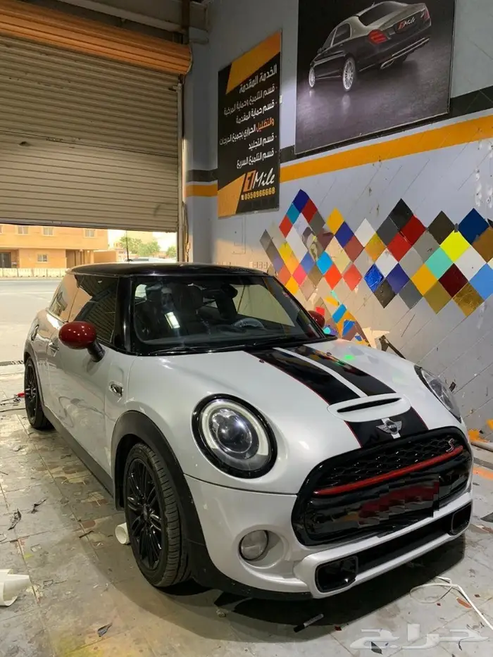 تجليد مرايات وسقف الميني كوبر واضافة الخطوط 4