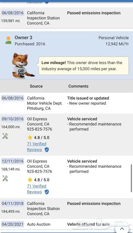 تقرير الكارفكس ( CARFAX ) الرسمي لسيارات الامريكية والكندية 17