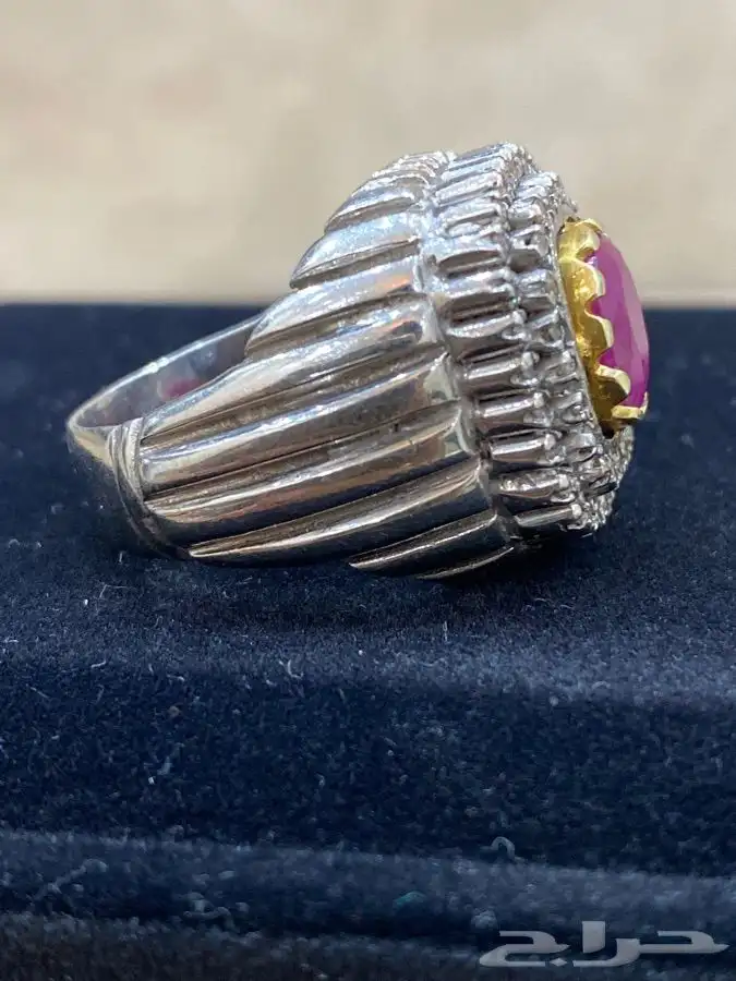 خاتم الماس وياقوت اصلي شوطين الماس تقريبا 55الماسه 3