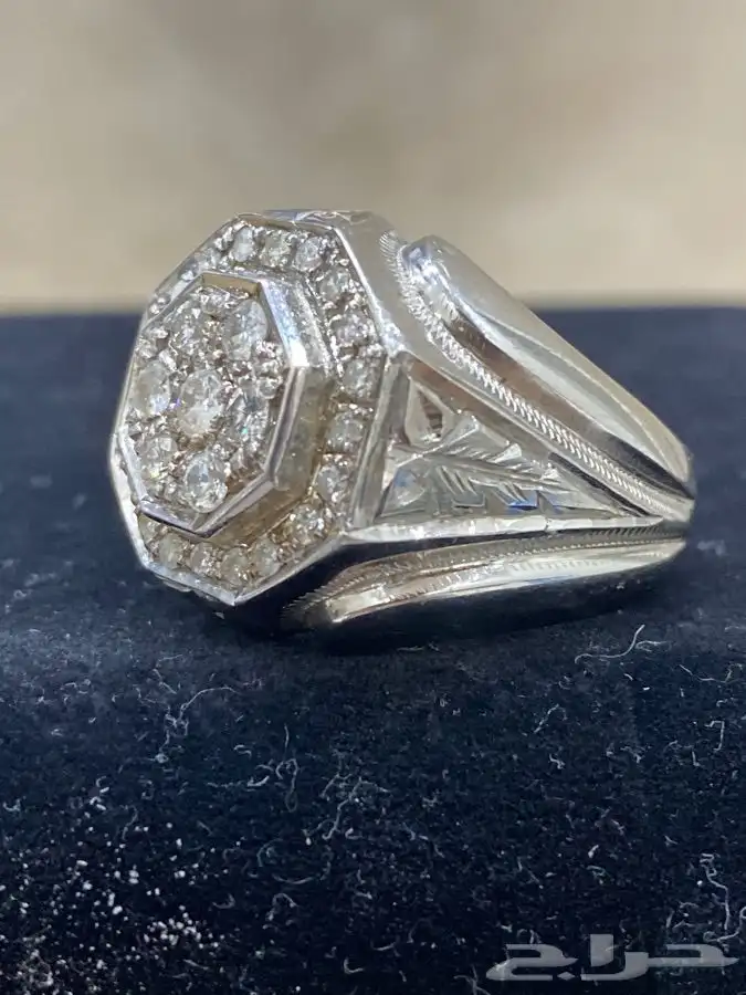 خاتم الماس من العيار الثقيل الماس حر ابيض طبيعي فاخر 3