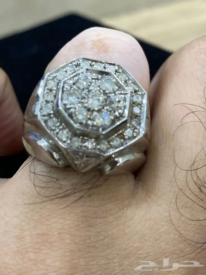 خاتم الماس من العيار الثقيل الماس حر ابيض طبيعي فاخر 8