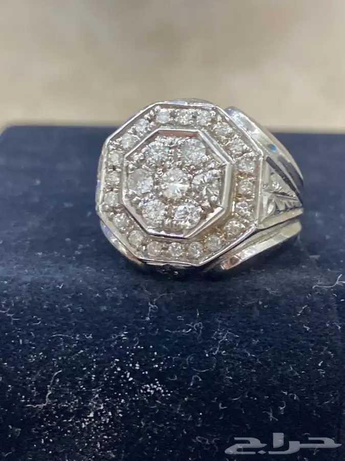 خاتم الماس من العيار الثقيل الماس حر ابيض طبيعي فاخر 0