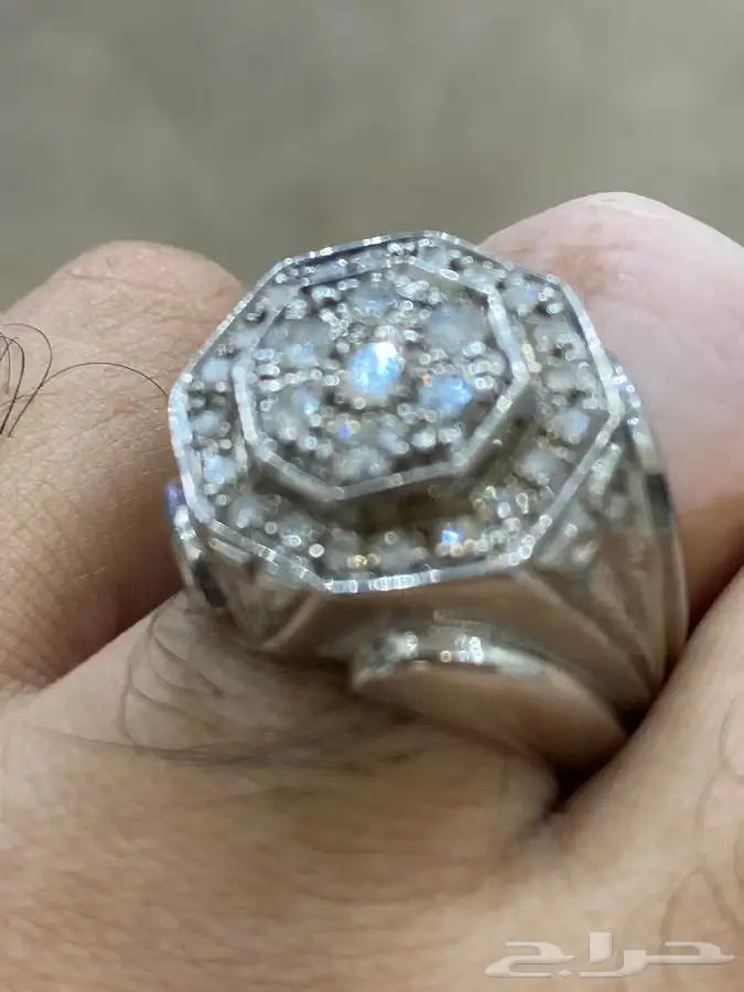 خاتم الماس من العيار الثقيل الماس حر ابيض طبيعي فاخر 7
