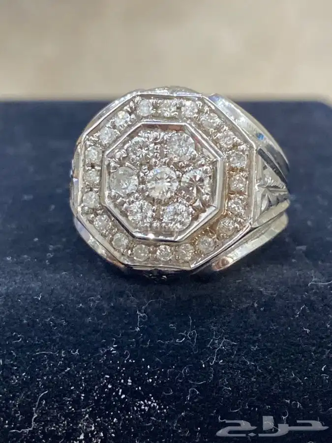 خاتم الماس من العيار الثقيل الماس حر ابيض طبيعي فاخر 1