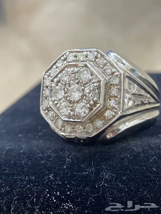 خاتم الماس من العيار الثقيل الماس حر ابيض طبيعي فاخر 2