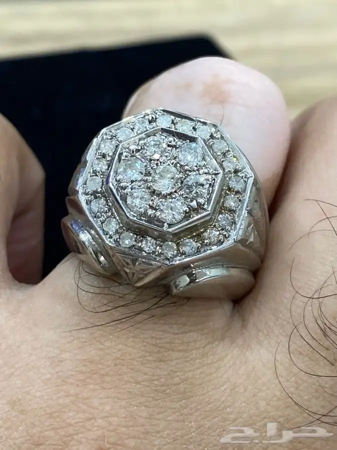 خاتم الماس من العيار الثقيل الماس حر ابيض طبيعي فاخر 6