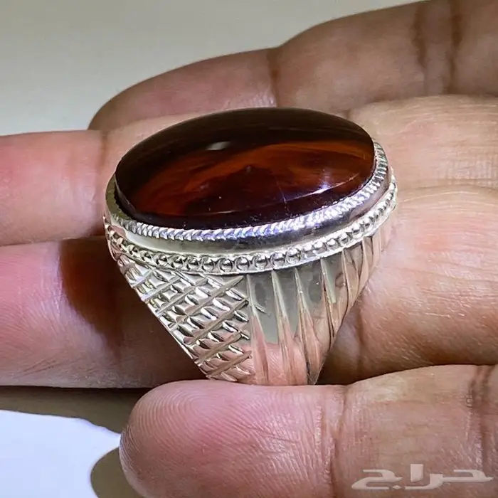 خاتم ملكي عقيق زعفراني كبدي راهي درجه اولى 6