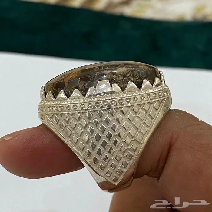 خاتم جزع خرائطي يماني قديم ملكي الصياغه 6