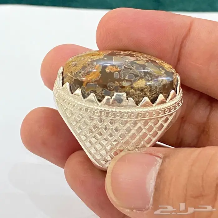 خاتم جزع خرائطي يماني قديم ملكي الصياغه 4