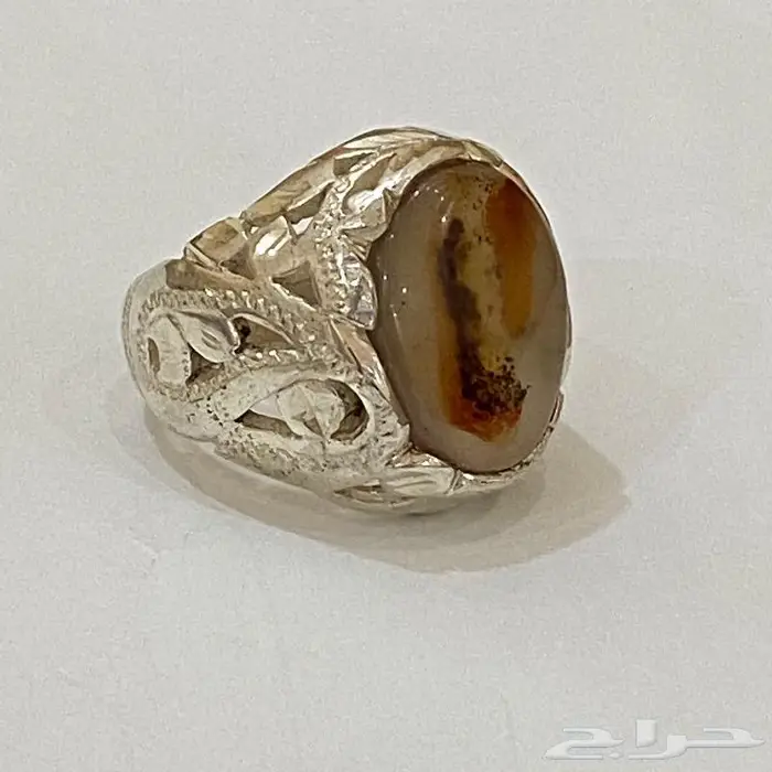 خاتم مصور عقيق يماني طبيعي طبيعي 7