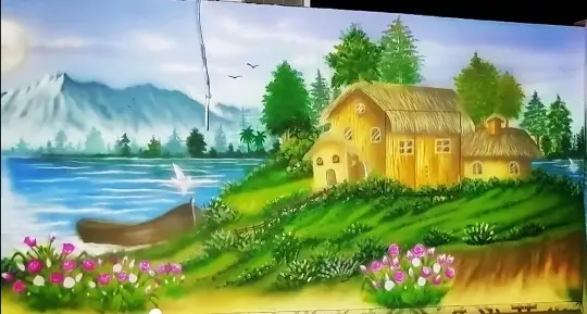 رسام وخطاط مدارس استراحات بيوت مناظر طبيعيه 2