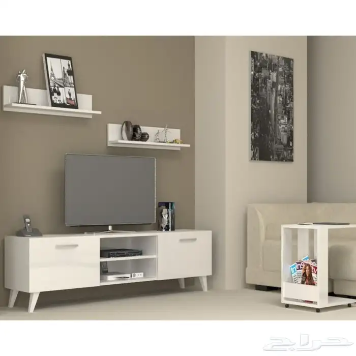 طاولات تلفاز لون ابيض 0