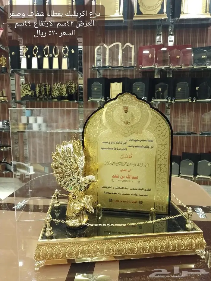 دروع اكريليك بغطاء شفاف ومجسم صقر 0