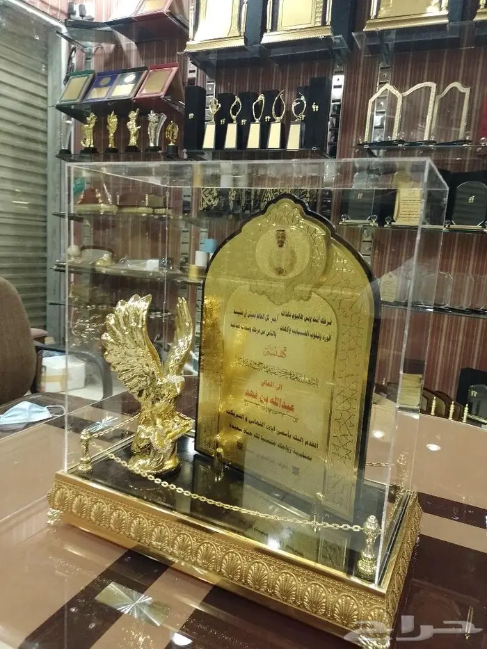 دروع اكريليك بغطاء شفاف ومجسم صقر 1