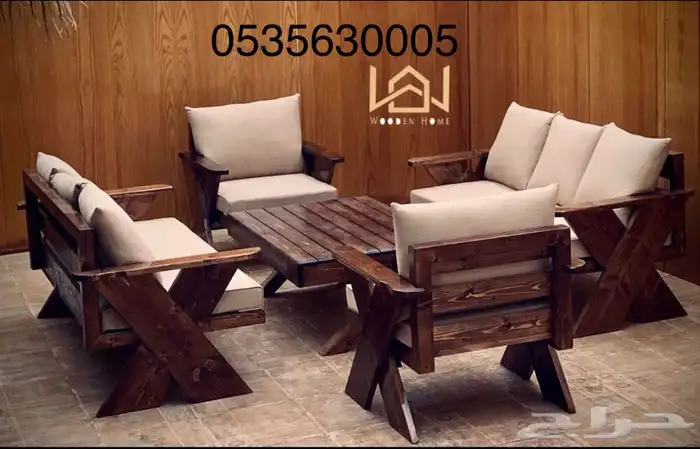 جلسه خارجية خشب معزول اكريلك ضد الشمس والمطر 2