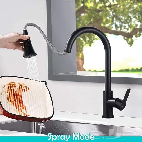 حنفية مطبخ سحاب اسود وذهبي 3