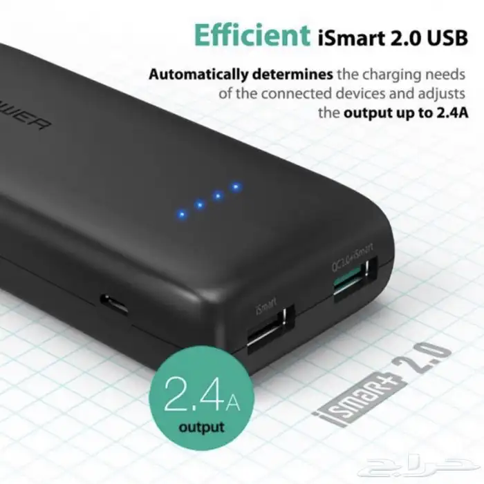 بطارية شاحن متنقل (باور بانك) راف باور بسعة 12000ملي امبير 4