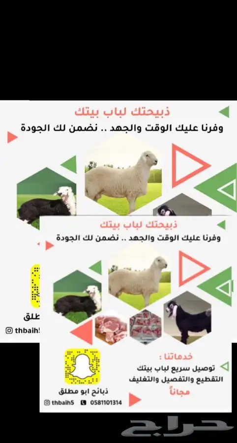 طليان ورخال مع السلخ والتغليف والتوصيل خلال ساعه ذبيحه 15