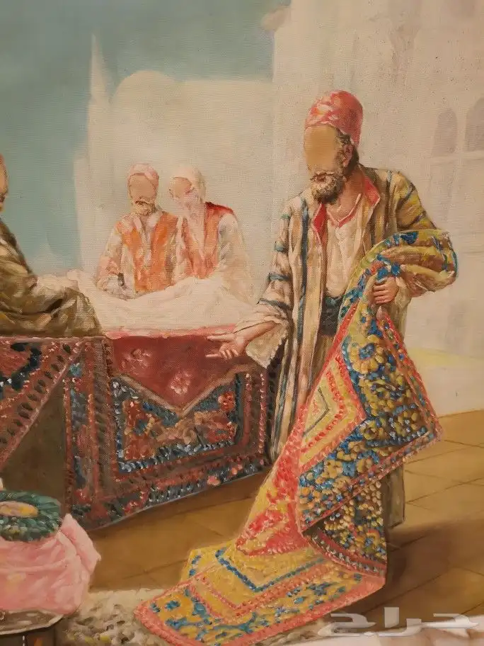 لوحة تاريخية بائع السجاد الإيراني (أنتيك) 1