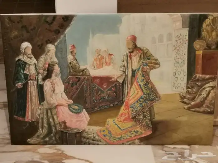لوحة تاريخية بائع السجاد الإيراني (أنتيك) 9