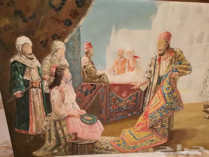 لوحة تاريخية بائع السجاد الإيراني (أنتيك) 2