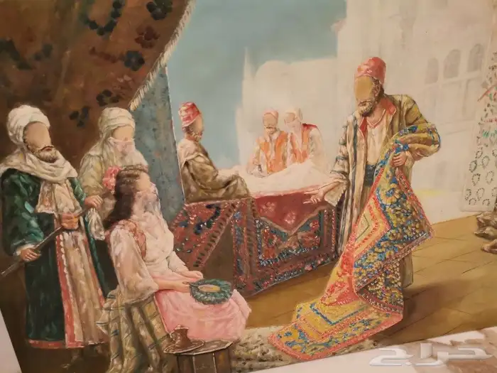 لوحة تاريخية بائع السجاد الإيراني (أنتيك) 6