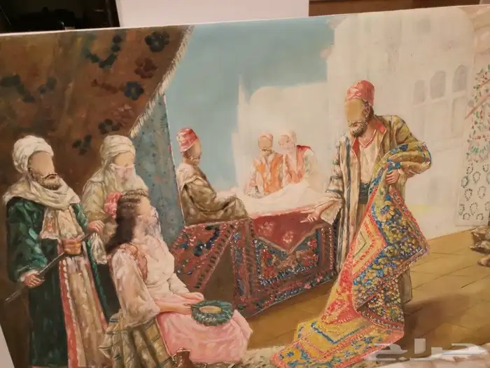 لوحة تاريخية بائع السجاد الإيراني (أنتيك) 5