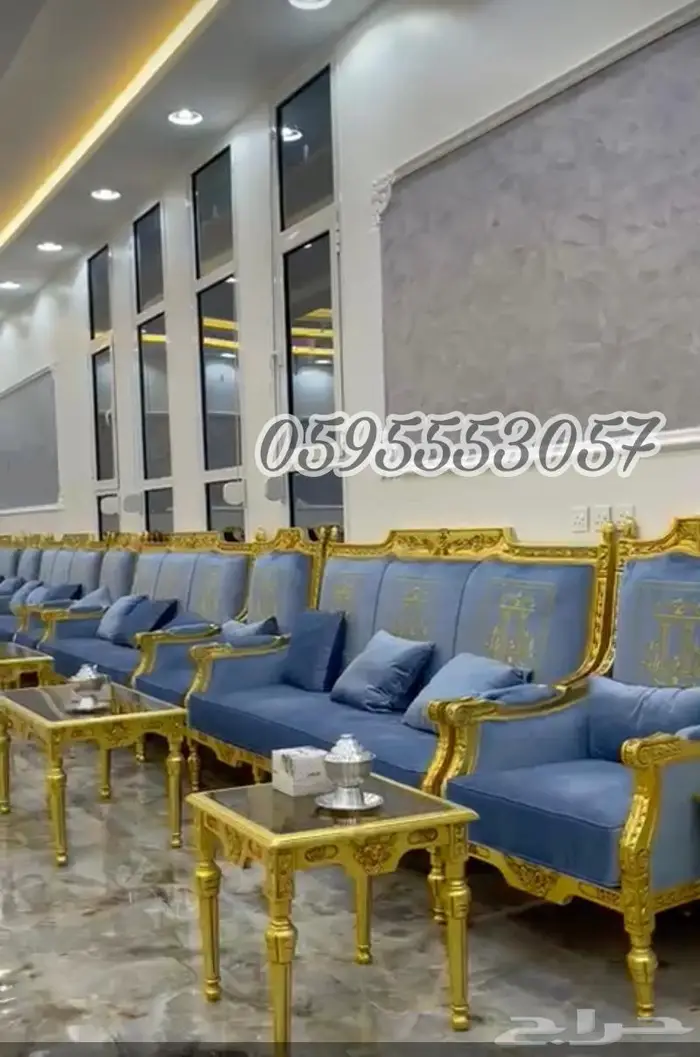 تفصيل كنب ملكي فاخر خشب زان مصري ورق ذهب 0