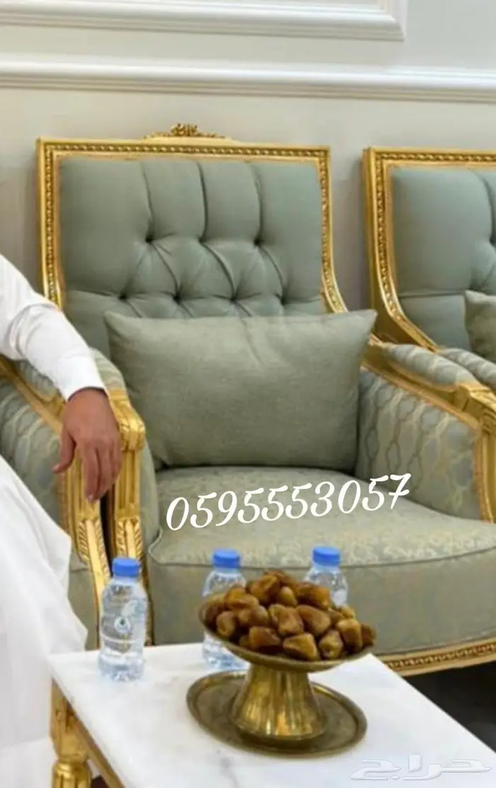 تفصيل كنب ملكي فاخر خشب زان مصري ورق ذهب 12
