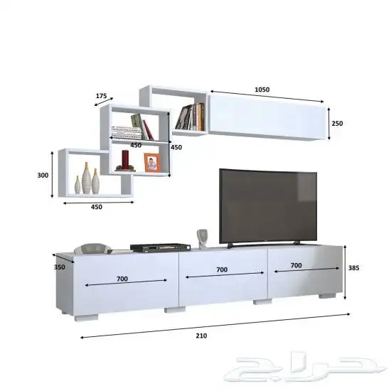 طاولة تلفزيون موديل Free ابيض او خشبي 9