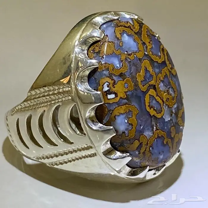 خاتم يماني جلد الافعى او جلد النمر طبيعي 1