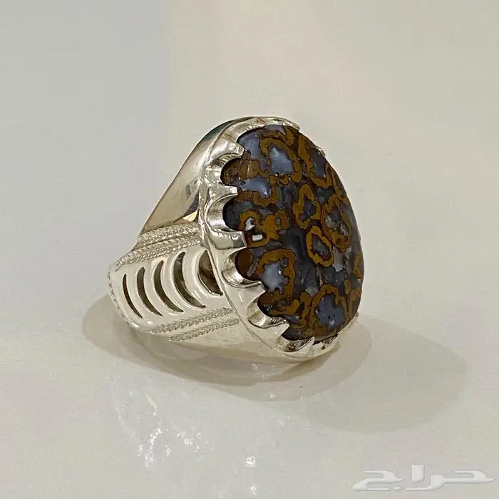 خاتم يماني جلد الافعى او جلد النمر طبيعي 4