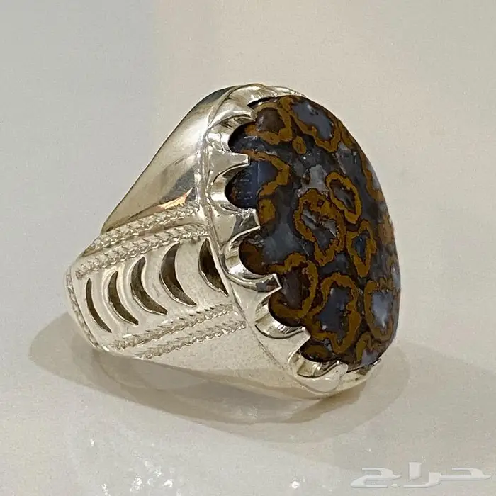 خاتم يماني جلد الافعى او جلد النمر طبيعي 5
